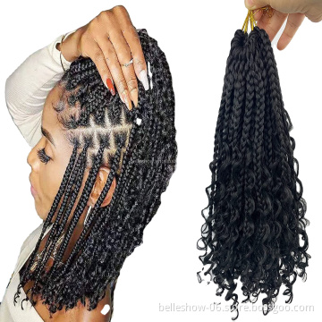 Curly Ends Goddess Box Braids Crochet Hair Synthetic Crochet Hair  Bohomian Box Braids Crochet Braids14 Inch Crochet Box Braids
